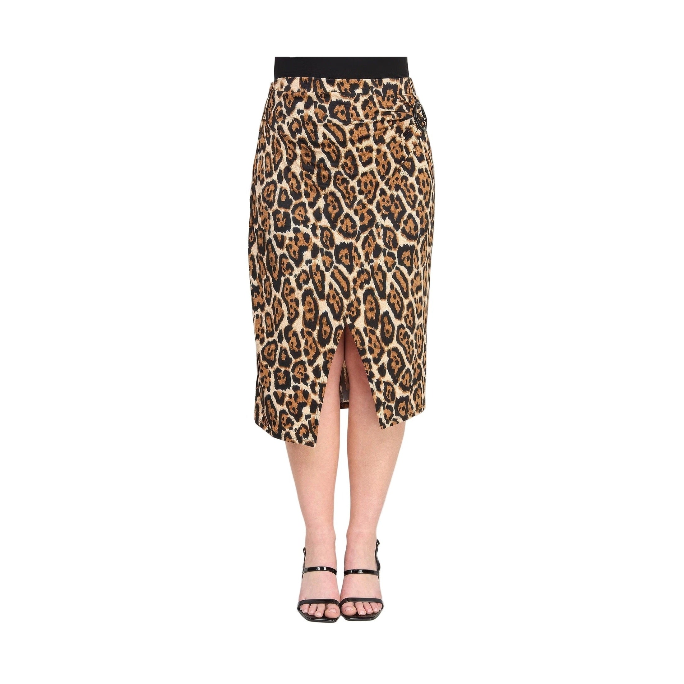 Plus size leopard print skirt with a slit design for a stylish and comfortable summer look