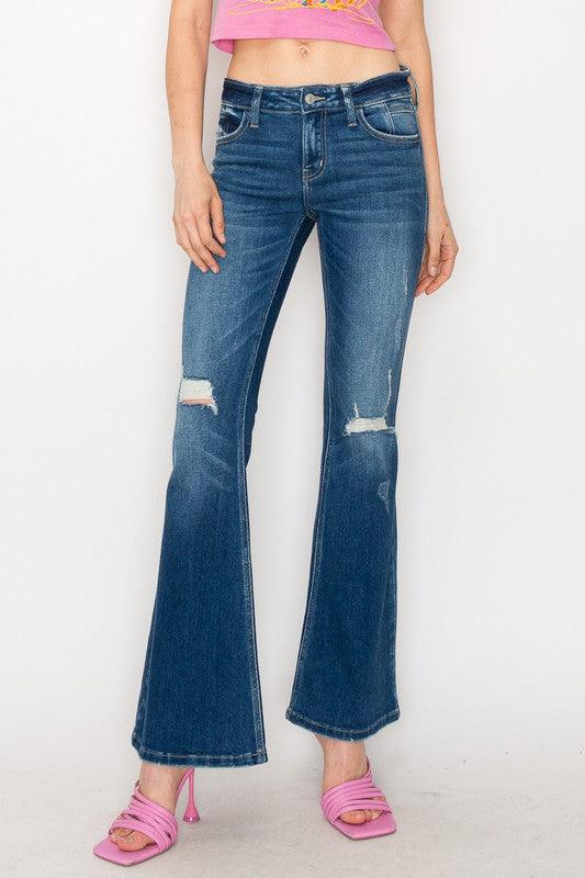 Women's Jeans Plus Size - Low Rise Stretch Vintage Flare Jeans