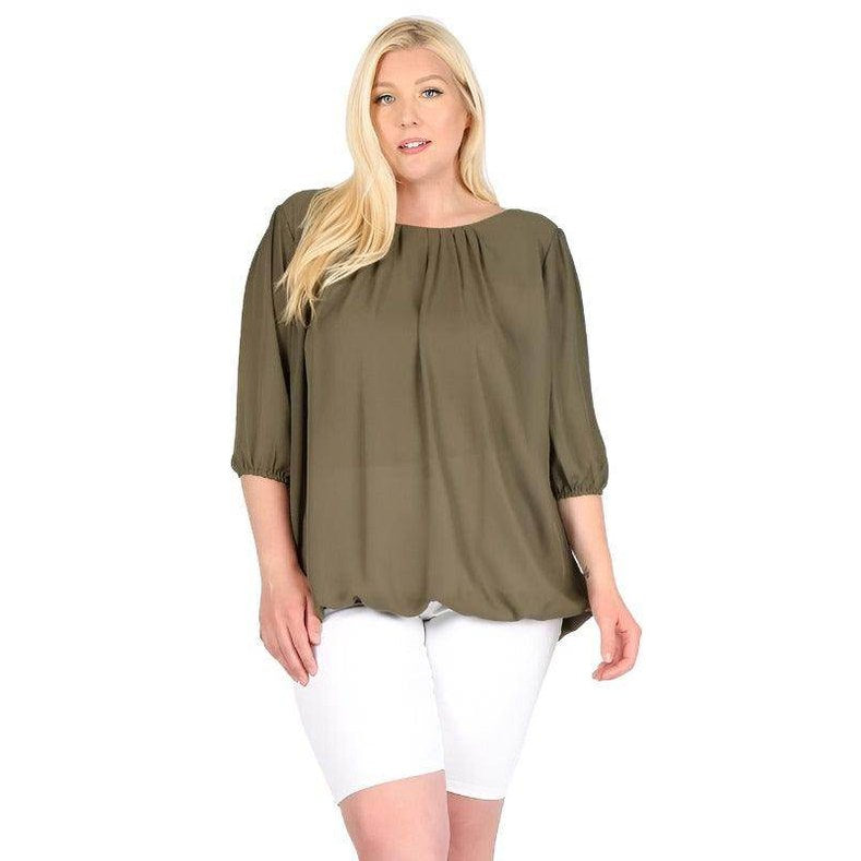 Plus Size Ruffle Round Neck Top - VacationGrabs