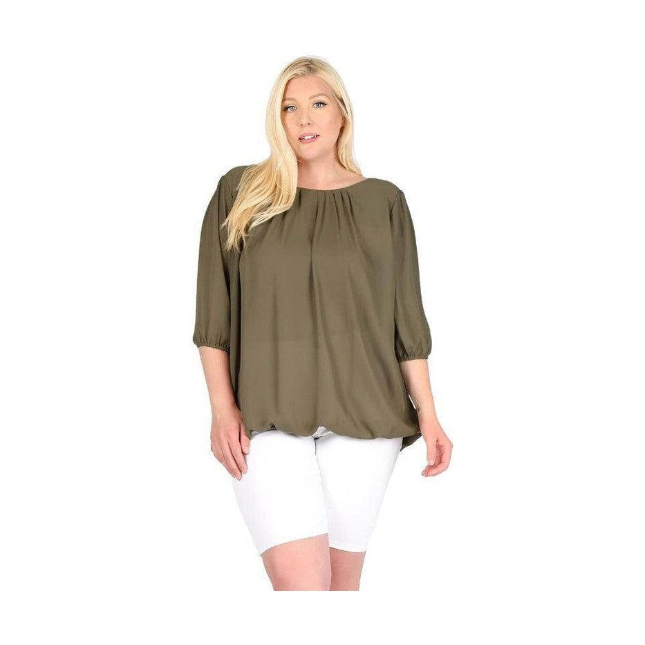 Plus Size Ruffle Round Neck Top - VacationGrabs