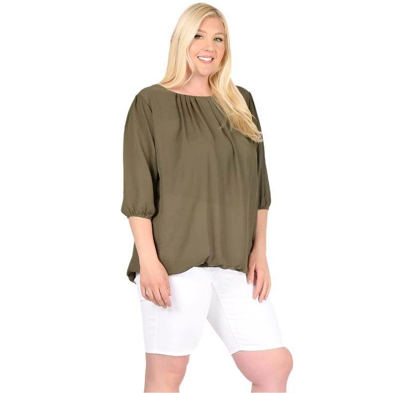 Plus Size Ruffle Round Neck Top - VacationGrabs
