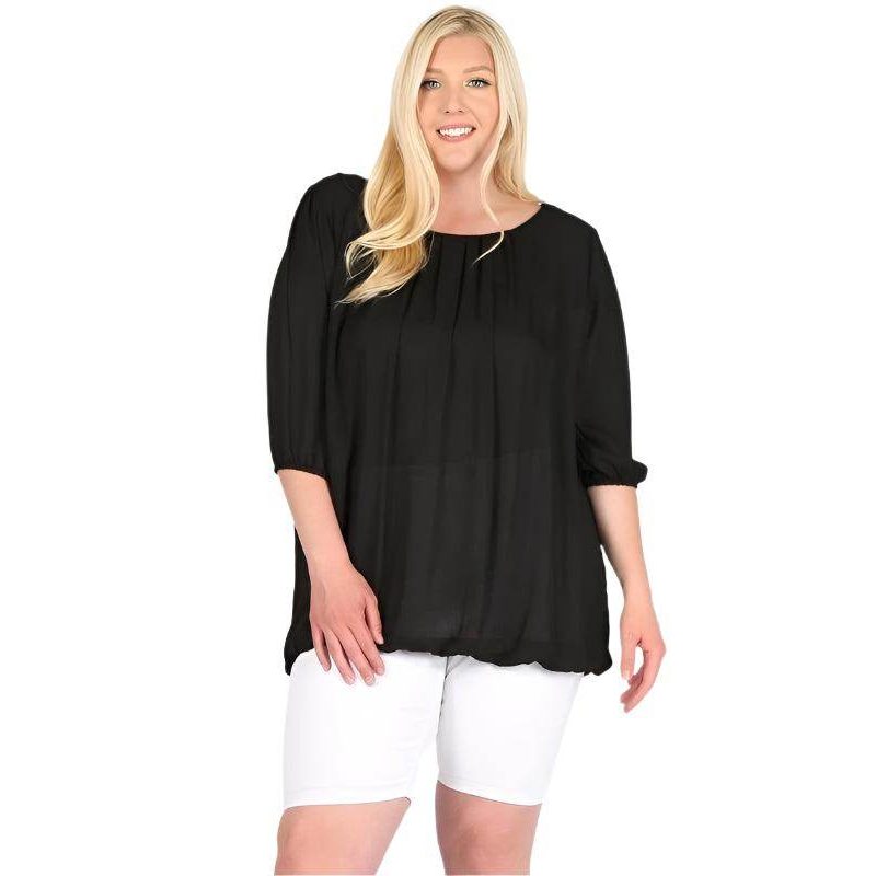 Plus Size Ruffle Round Neck Top - VacationGrabs