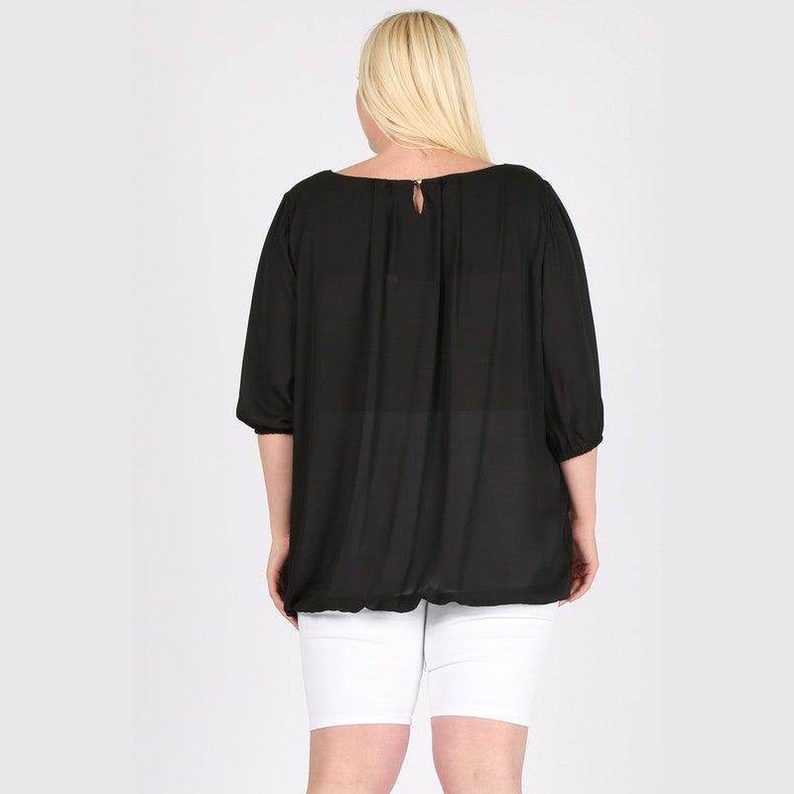 Plus Size Ruffle Round Neck Top - VacationGrabs