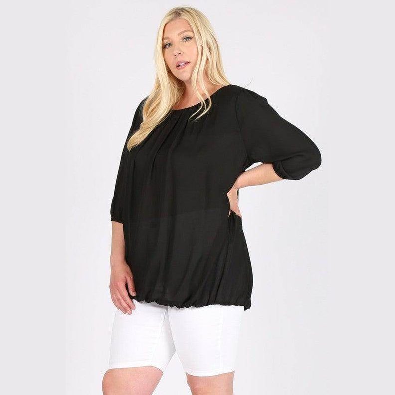 Plus Size Ruffle Round Neck Top - VacationGrabs