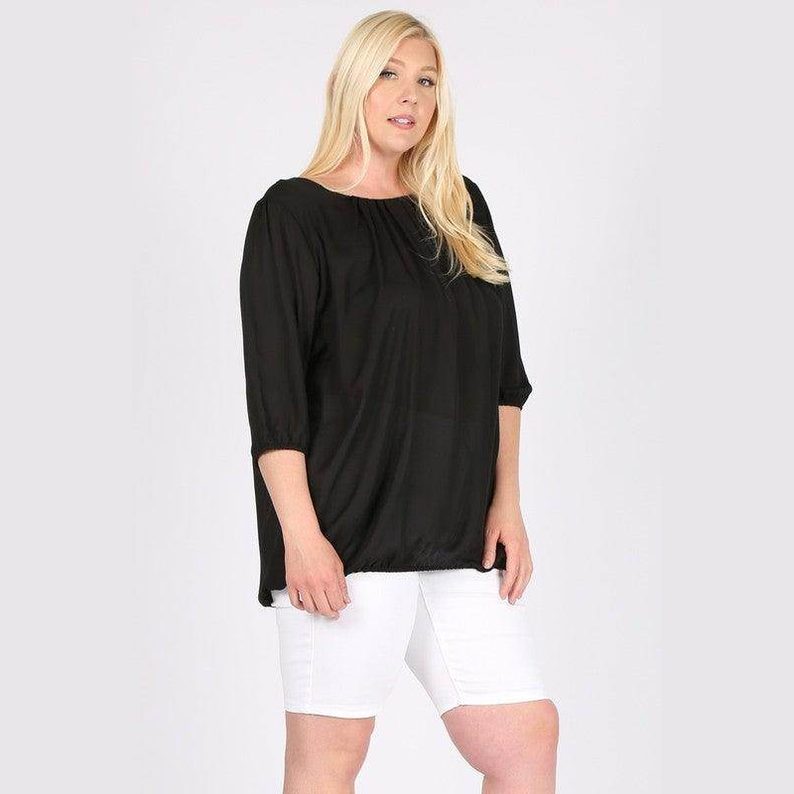 Plus Size Ruffle Round Neck Top - VacationGrabs