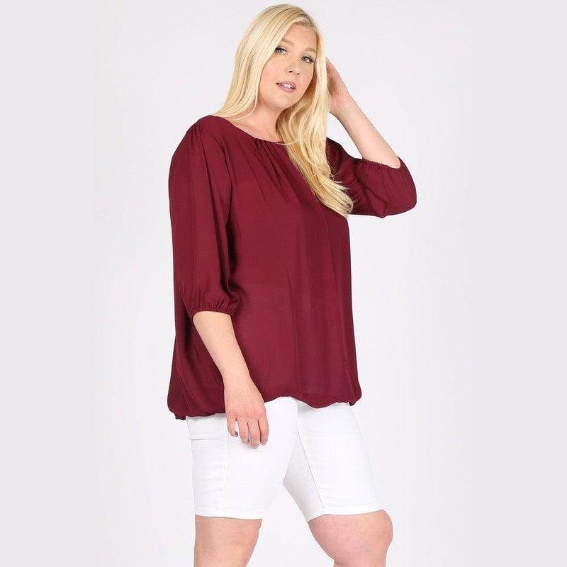 Plus Size Ruffle Round Neck Top - VacationGrabs