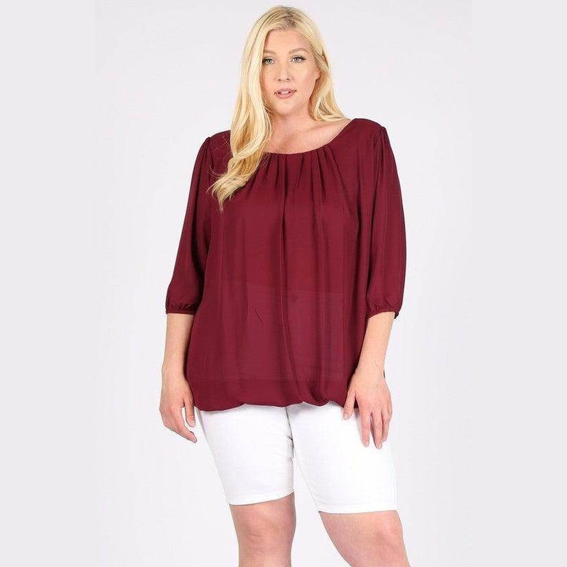 Plus Size Ruffle Round Neck Top - VacationGrabs