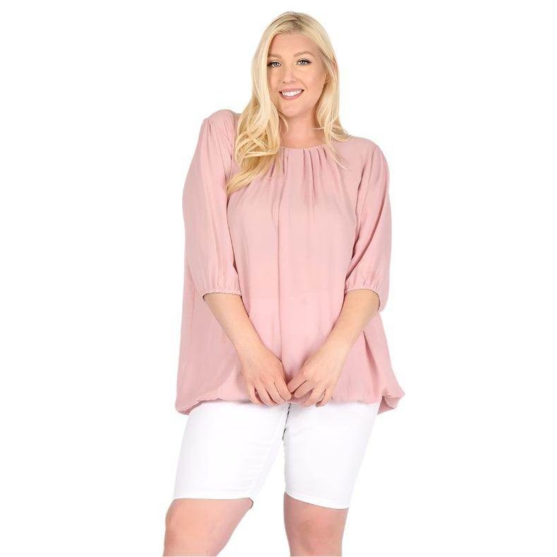 Plus Size Ruffle Round Neck Top - VacationGrabs