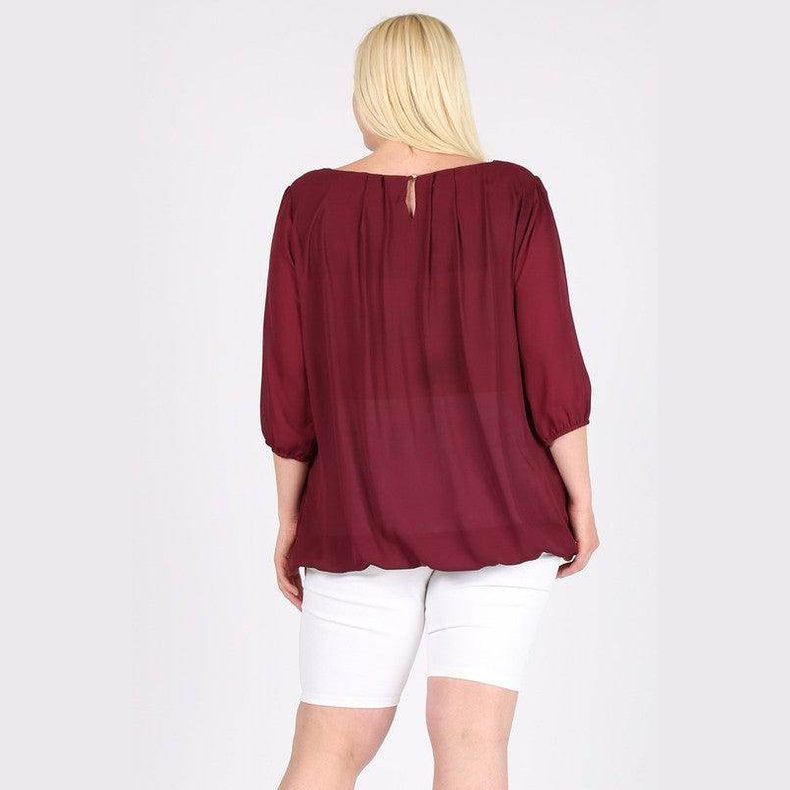 Plus Size Ruffle Round Neck Top - VacationGrabs