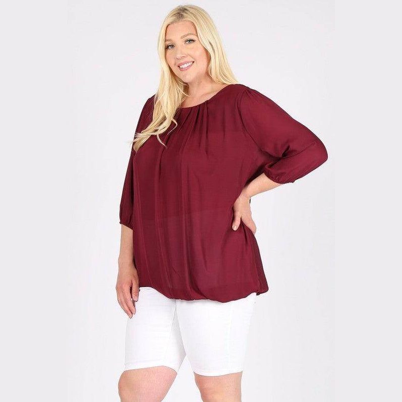 Plus Size Ruffle Round Neck Top - VacationGrabs
