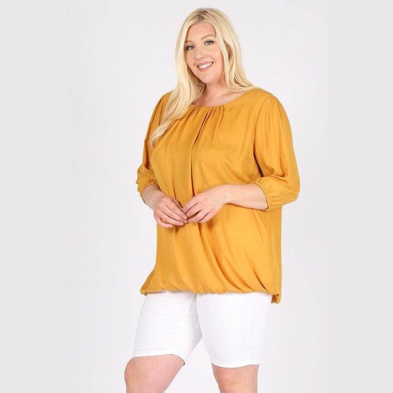 Plus Size Ruffle Round Neck Top - VacationGrabs