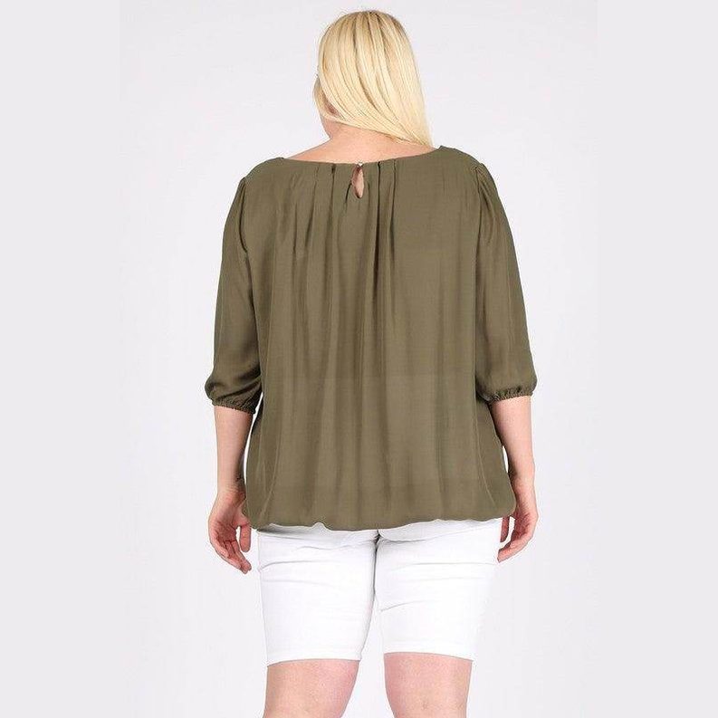 Plus Size Ruffle Round Neck Top - VacationGrabs
