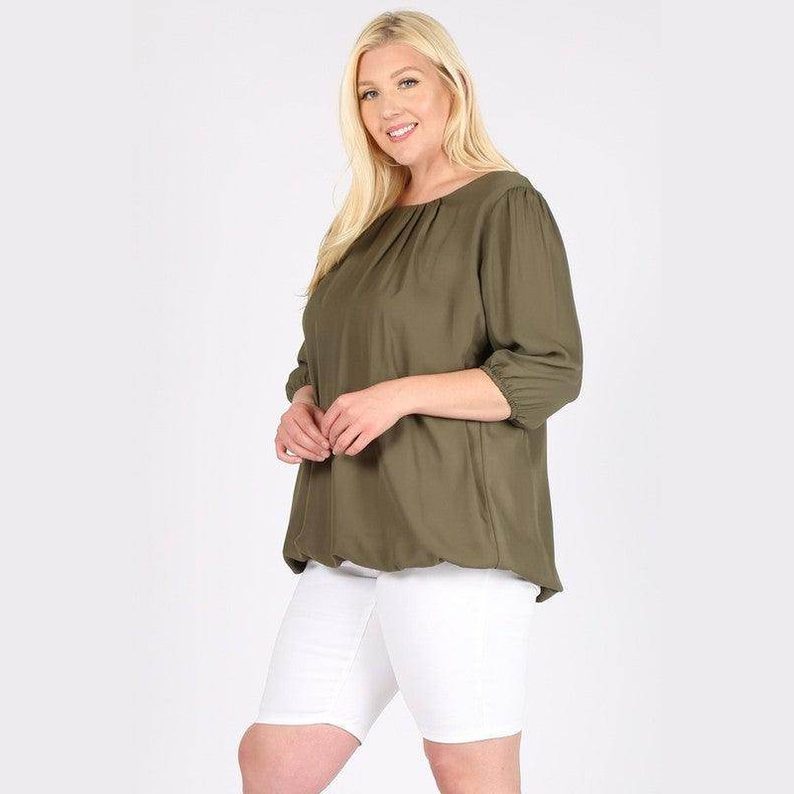 Plus Size Ruffle Round Neck Top - VacationGrabs