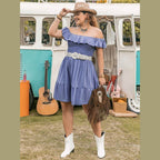Plus Size Ruffled Smocked Off-Shoulder Mini Dress - VacationGrabs