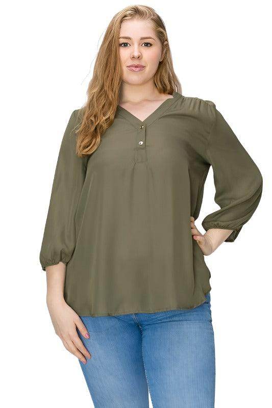 Plus Size Simple Blouse - VacationGrabs