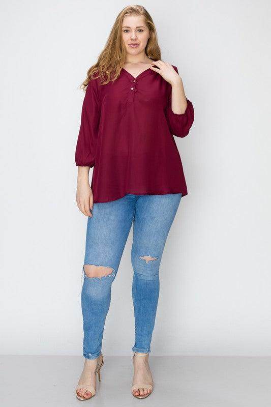 Plus Size Simple Blouse - VacationGrabs