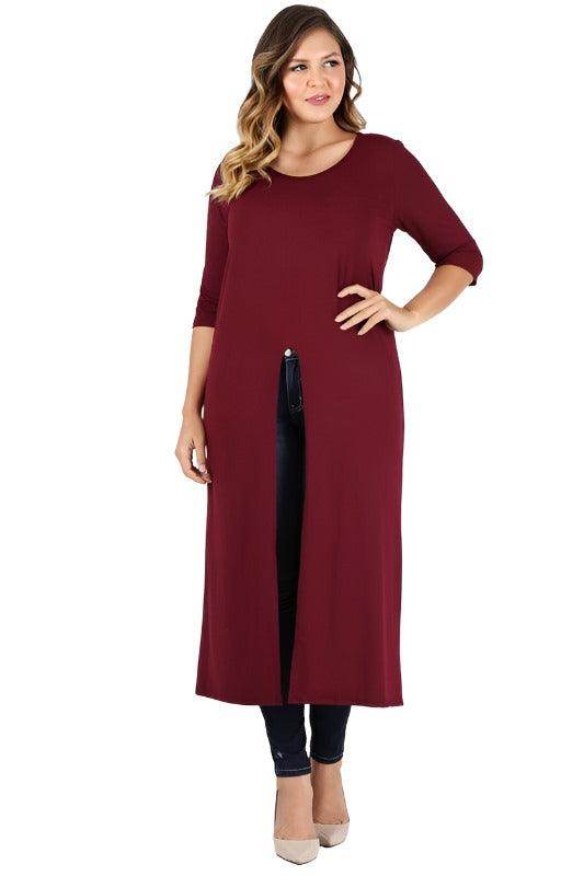 Plus Size Slit Front Maxi Top - VacationGrabs