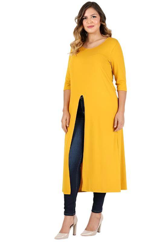 Plus Size Slit Front Maxi Top - VacationGrabs