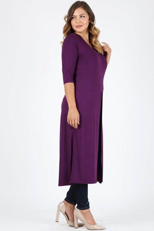 Plus Size Slit Front Maxi Top - VacationGrabs