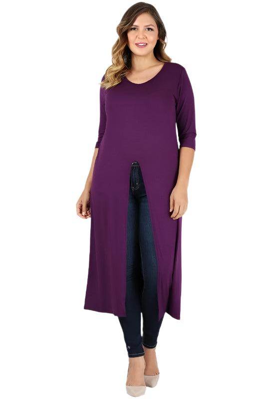 Plus Size Slit Front Maxi Top - VacationGrabs