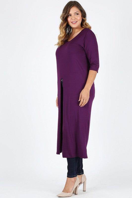 Plus Size Slit Front Maxi Top - VacationGrabs
