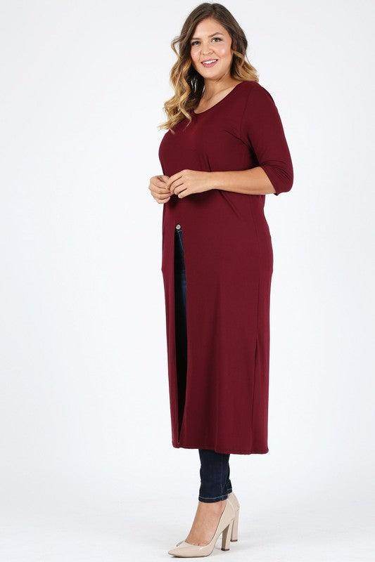 Plus Size Slit Front Maxi Top - VacationGrabs