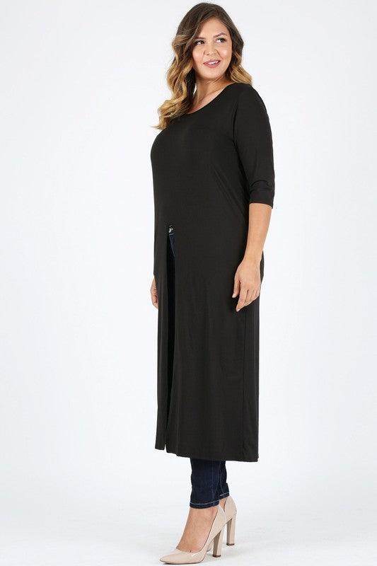 Plus Size Slit Front Maxi Top - VacationGrabs