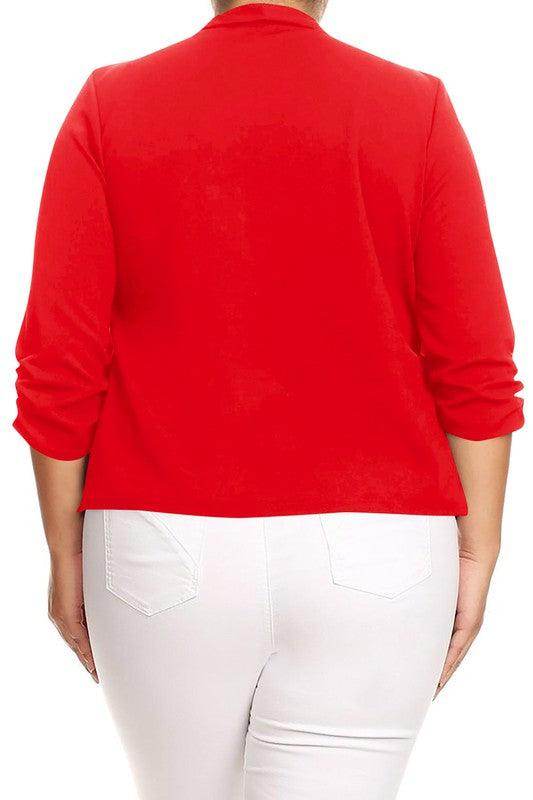 Plus Size Solid Waist Length Jacket Open Front 17 Colors - VacationGrabs