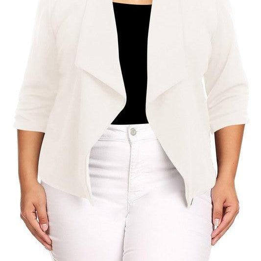 Women's Coats & Jackets Plus Size Solid Waist Length Jacket Open Front 17 Colors