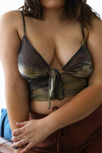 Plus Size Tie Dye Mesh Keyhole Front Brami Top - VacationGrabs