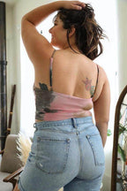 Plus Size Tie Dye Mesh Keyhole Front Brami Top - VacationGrabs