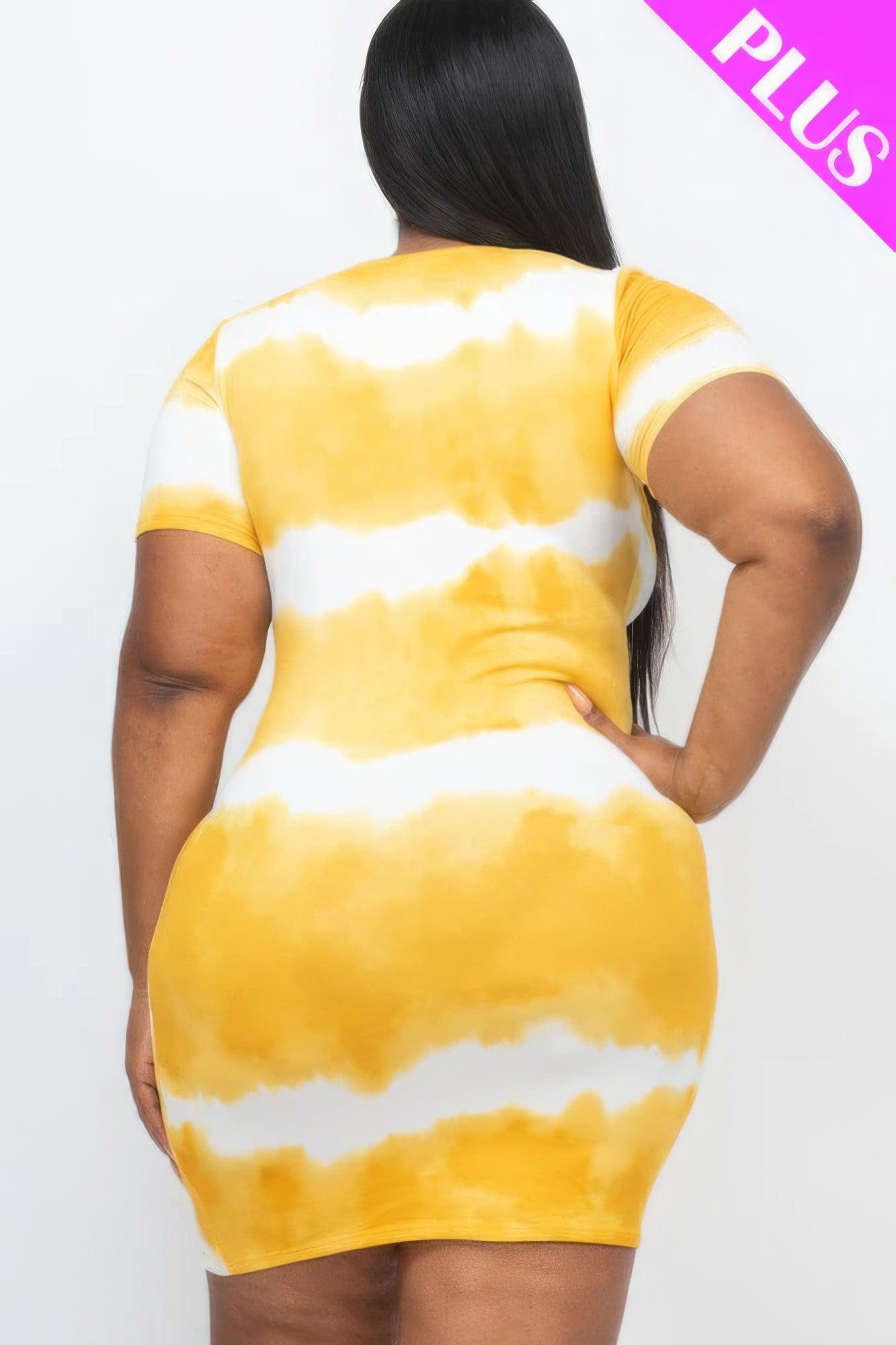 Women's Dresses Plus Size Tie-dye Print Bodycon Dress