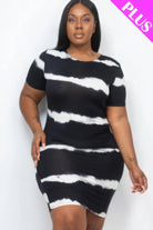 Women's Dresses Plus Size Tie-dye Print Bodycon Dress