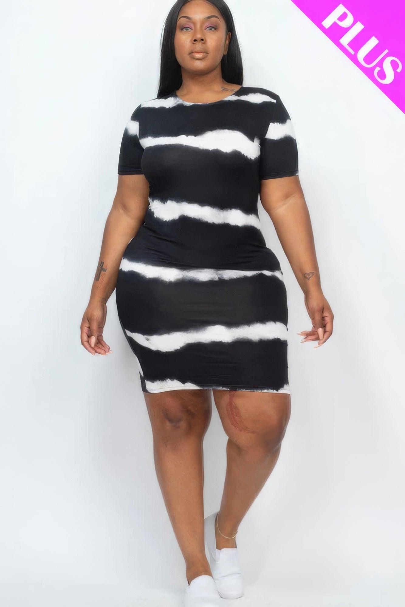 Women's Dresses Plus Size Tie-dye Print Bodycon Dress