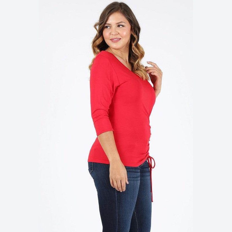 Plus Size Waist Tie Top - VacationGrabs