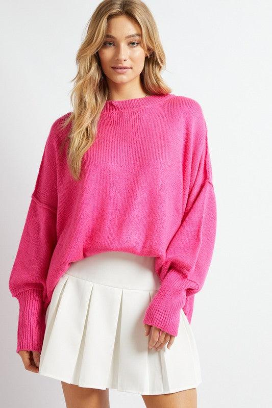 Women's Sweaters Plus Solid Boat Neck Long Sleeve Sweater