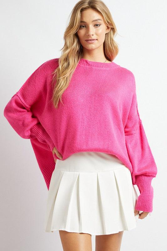 Women's Sweaters Plus Solid Boat Neck Long Sleeve Sweater