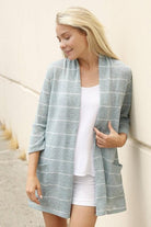 Women's Sweaters - Cardigans Plus Spring Stripe Cardigan With Pocket