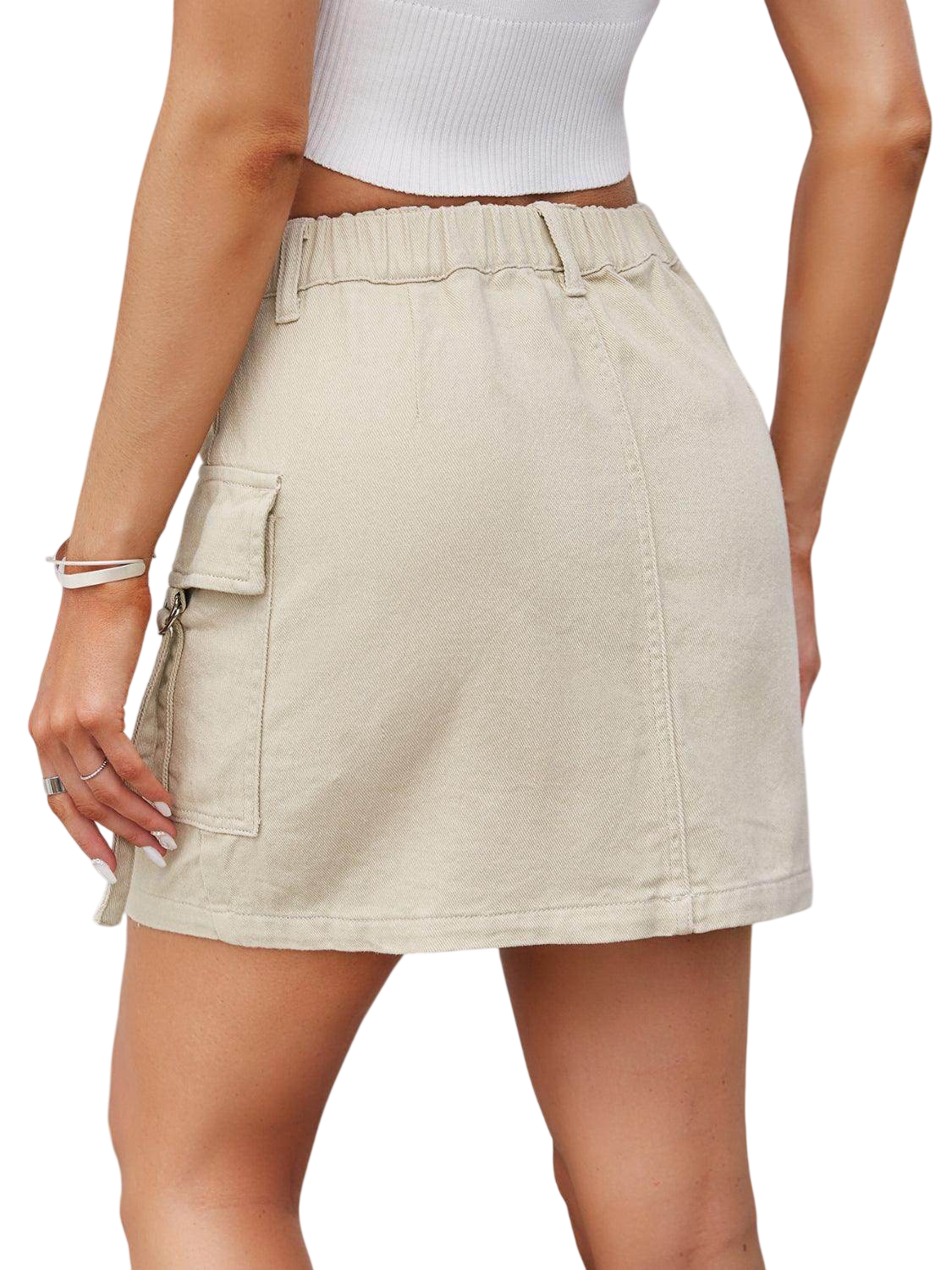 Pocketed Buttoned Denim Skirt