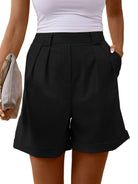 Women's Shorts Pocketed Mid-Rise Waist Shorts