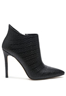 Rag Company black women's pointed toe stiletto boots with textured leather design