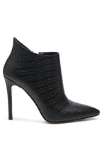 Rag Company black women's pointed toe stiletto boots with textured leather design
