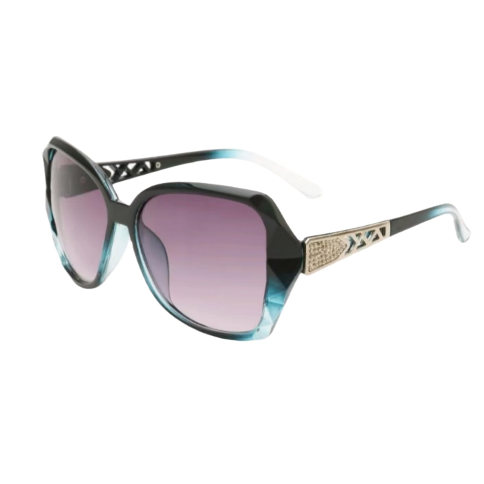 Women's oversized polarized sunglasses in black and blue, stylish sun protection