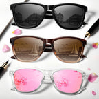 VacationGrabs polarized sunglasses in black, brown, and pink styles for stylish sun protection