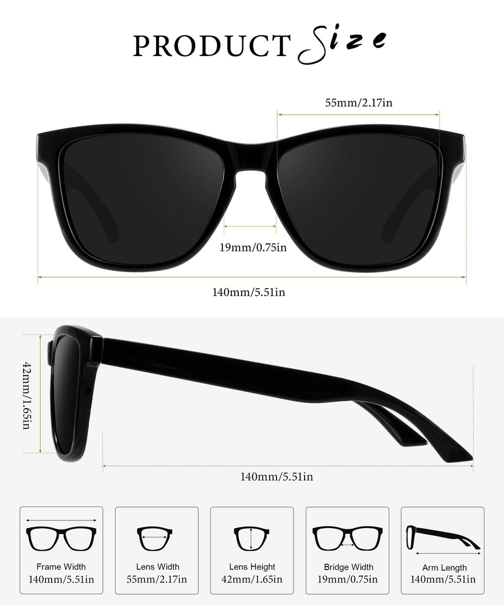 Black polarized sunglasses, lightweight design for outdoor activities