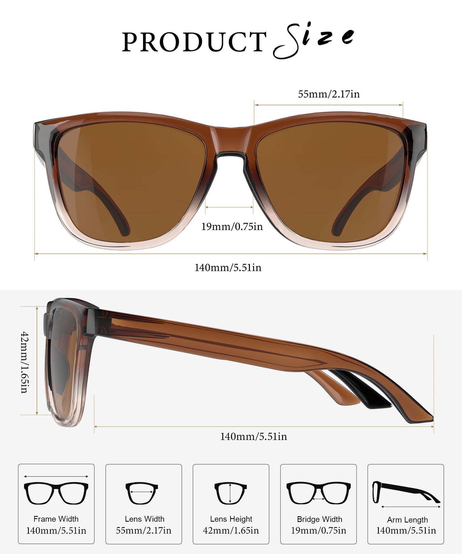 VacationGrabs polarized sunglasses in brown with stylish frame for outdoor use