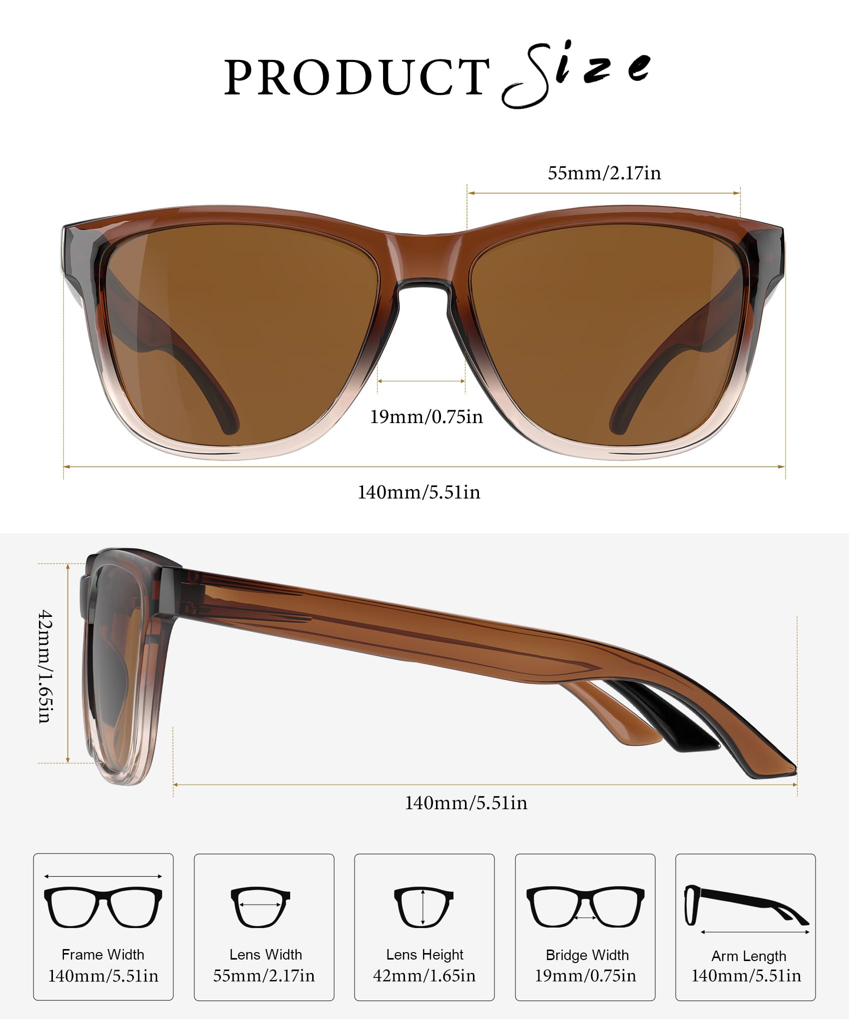 VacationGrabs polarized sunglasses in brown with stylish frame for outdoor use