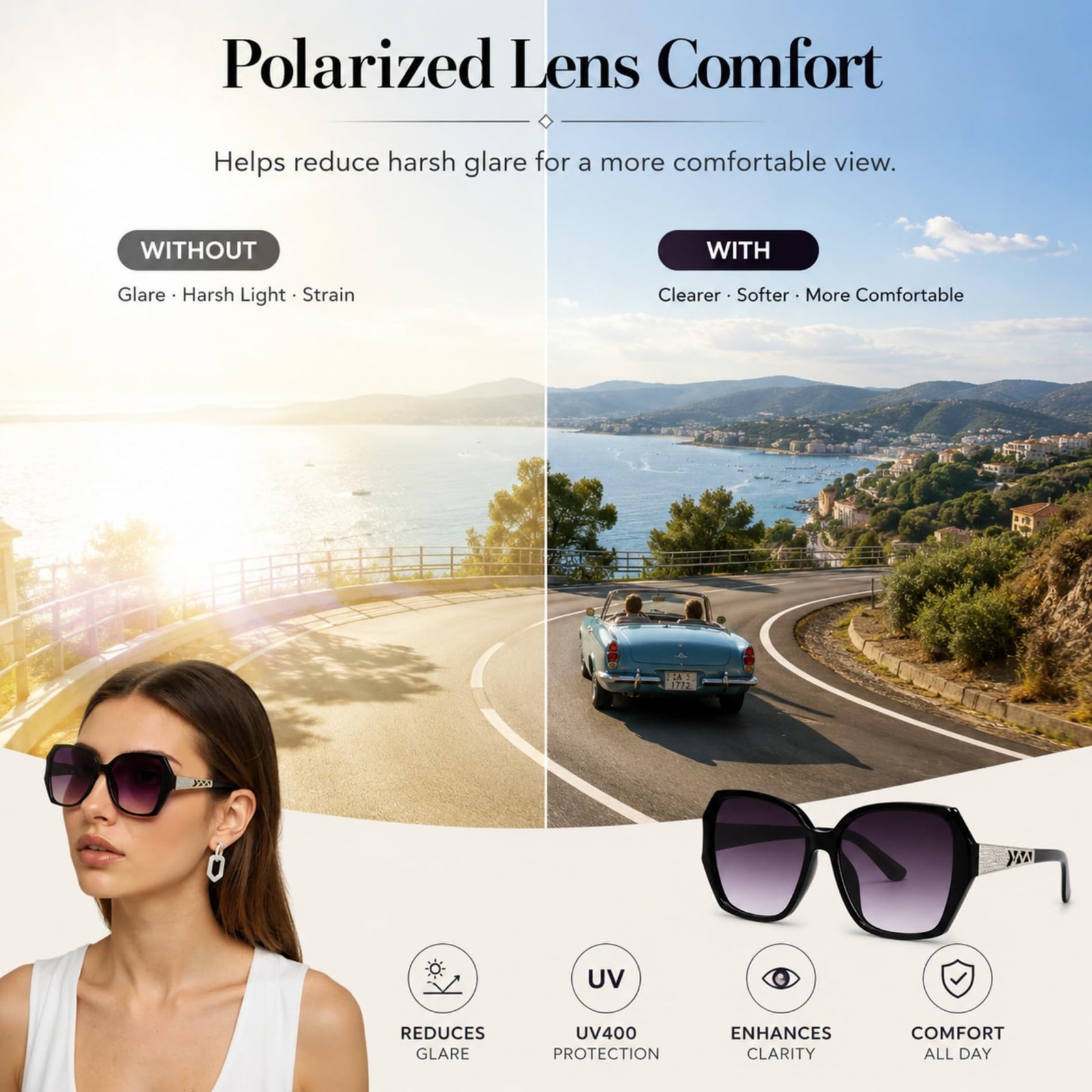 Chic polarized sunglasses for UV protection and reduced glare
