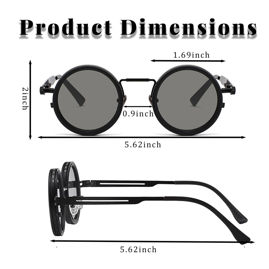 Black polarized sunglasses with round frames for stylish outdoor use