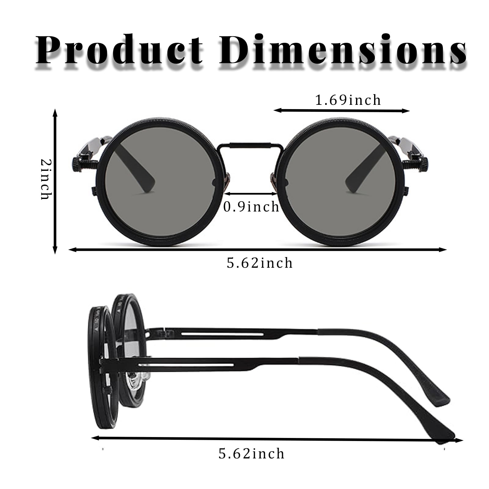 Black polarized sunglasses with round frames for stylish outdoor use